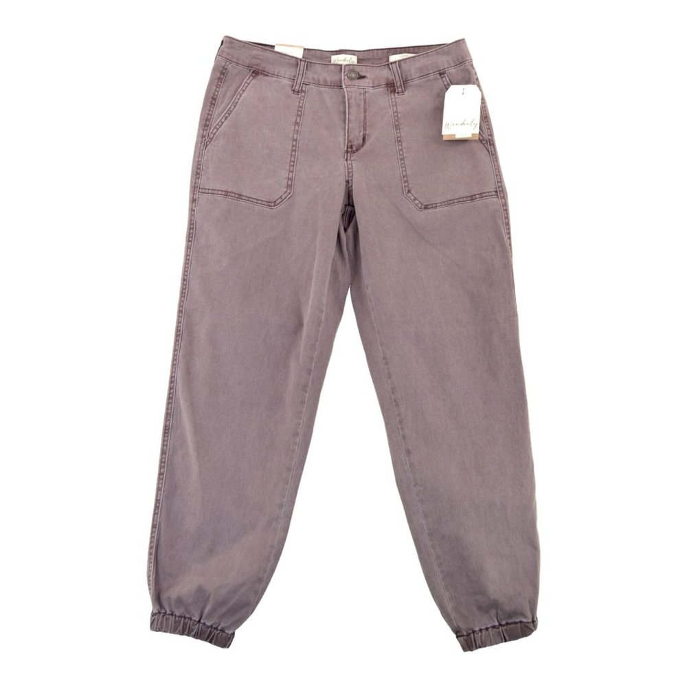NWT $60 Wonderly Women's Utility Denim‎ Joggers Ankle Button Closure Size 6